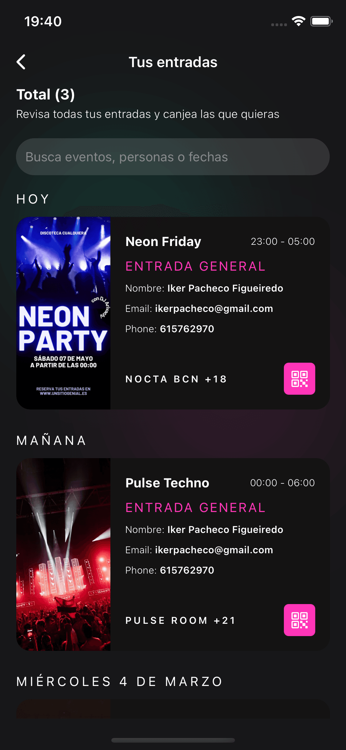 Pantalla de canje en Trendy