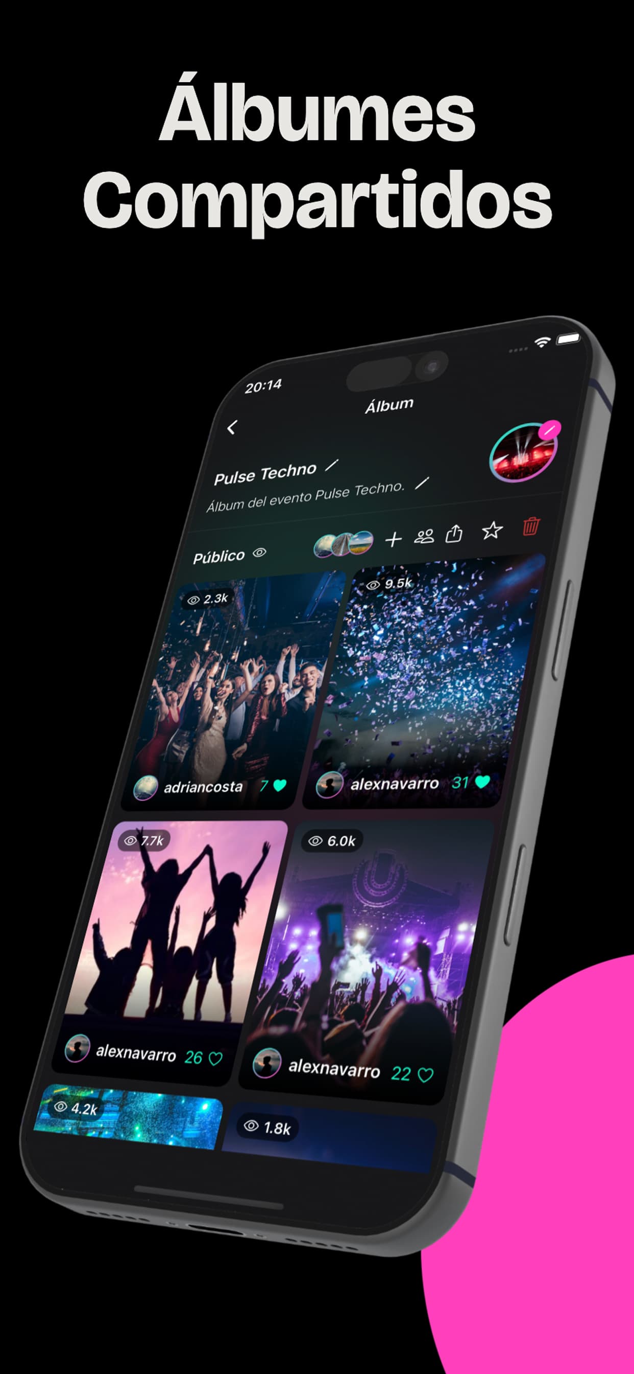 Pantalla de álbumes compartidos de Trendy